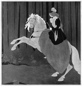 Kobieta siedząca na koniu hodowlanym, 1898 r. autorstwa Aubrey Beardsley