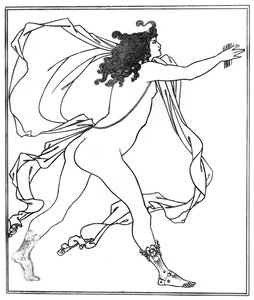 Apollo ściga Daphne (pióro i atrament) autorstwa Aubrey Beardsley