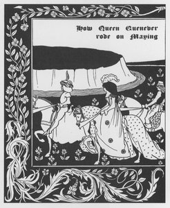 Legenda arturiańska: „” Queen Guenievre Queen of May”” Grawerowanie w „The Morte of Arthur”” autorstwa Sir Thomasa Malory