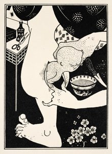 Narodziny z łydki nogi, ilustracja z „Prawdziwej historii Luciana”, ok. 1894 (rycina) autorstwa Aubrey Beardsley
