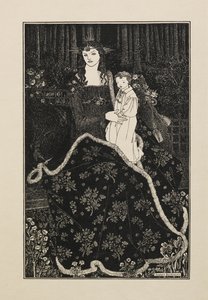 Kartka bożonarodzeniowa z księgi pięćdziesięciu rysunków autorstwa Aubrey Beardsley