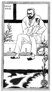 Emile Zola, 1893 88@Zola (1840-1902) Francuski pisarz i powieściopisarz; ilustracja z magazynu „Pall Mall Budget”; autorstwa Aubrey Beardsley