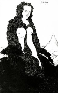 Erda, ilustracja do „Das Rheingold” 1896 autorstwa Aubrey Beardsley