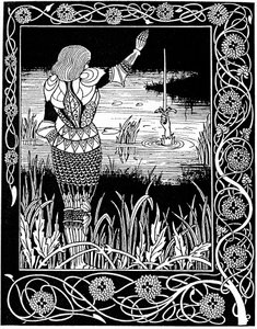 Excalibur odzyskany przez Panią Jeziora, 1893 autorstwa Aubrey Beardsley