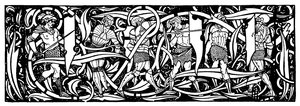 Nakrycie głowy, ilustracja z „Le Morte d