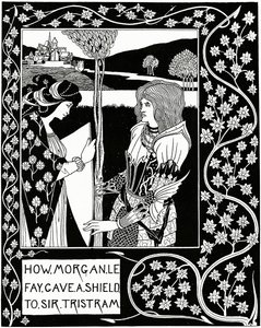 Jak Morgan le Fay dał tarczę sir Tristramowi, ilustracja z „Le Morte d