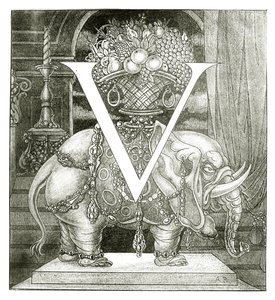 Pierwsza litera „V” do Volpone, 1898 autorstwa Aubrey Beardsley