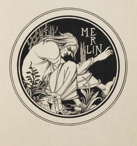Merlin z księgi pięćdziesięciu rysunków autorstwa Aubrey Beardsley