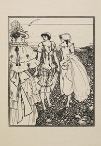 Na plaży Dieppe (Kąpiący się), z księgi pięćdziesięciu rysunków autorstwa Aubrey Beardsley