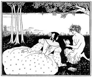 Pan czytanie kobiecie nad potokiem, 1898. autorstwa Aubrey Beardsley