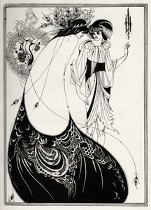 „Spódnica w pawie” autorstwa Aubrey Beardsley