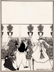 Prowadzenie Kupidyna z ogrodu rysunek przygotowawczy do projektu okładki „Savoy”, nr 3, lipiec 1896 autorstwa Aubrey Beardsley