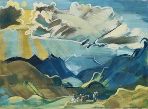Balmalp z Schächental i Uri Rotstockami, 1927-28 (farba gliniana na płótnie) autorstwa August Babberger