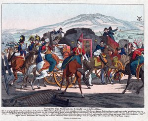 Lot Napoleona po bitwie pod Waterloo (1815) - Campe, August Friedrich Andreas (1777-1846) - Akwaforta, akwarela - 21,5x26,3 - Kolekcja prywatna