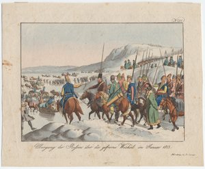 Armia rosyjska przekracza Wisłę w styczniu 1813 r., ok. godz. 1815 autorstwa August Friedrich Andreas Campe
