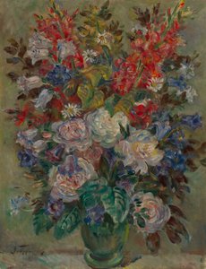 Martwa natura kwiatowa (olej na płótnie) autorstwa August Hermann Fricke