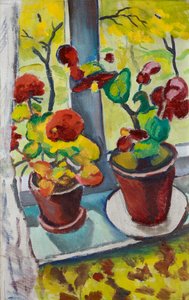 Kwiaty przy oknie - Begonie w doniczkach I autorstwa August Macke