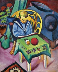 Chłopiec z książką i zabawkami, 1912 autorstwa August Macke