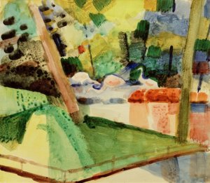 Flamingi w zoo autorstwa August Macke