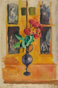 Japońskie róże w niebieskim szkle autorstwa August Macke
