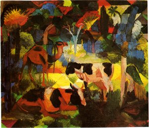 Macke krajobraz - krowa - wielbłąd autorstwa August Macke