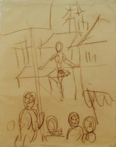 Linoskoczki na rynku autorstwa August Macke