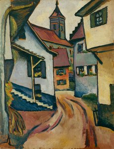 Ulica z kościołem w Kandern autorstwa August Macke