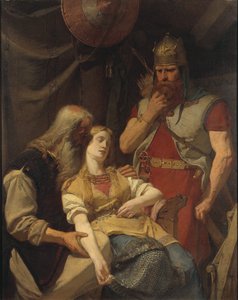 Orvar Oddr ogłasza Ingeborg la mort de Hjalmar - Oervar-Oddr informuje Ingeborg o śmierci Hjalmara przez Malmstroma w sierpniu (1829-1901). olej na płótnie