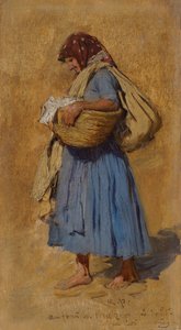 Żona rolnika dmuchająca w nos, ok. 1871-1874 autorstwa August Ritter von Pettenkofen