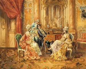 Na fortepianie, Stephan Sedlacek (1868-1936), olej na płótnie autorstwa August Stephan Sedlacek