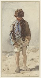 Węgierski chłopiec, stojący z twarzą, boso w futrzanym kapeluszu autorstwa August Xaver Carl von Pettenkofen