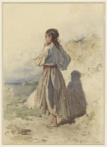 Węgierka, stojąca trzy czwarte w lewo, widziana z tyłu autorstwa August Xaver Carl von Pettenkofen