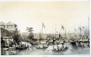 Fabryki europejskie w Kantonie - w „Chiny i Chińczycy””, rysunki Auguste Borget i litografie Eugène Cicéri