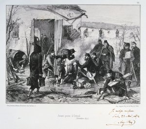 Francuski posterunek straży przedniej w Creteil, oblężenie Paryża, wojna francusko-pruska, grudzień 1870 1872 autorstwa Auguste Bry