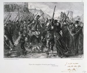 Żołnierze francuscy wyruszający do Buzenval, oblężenie Paryża, wojna francusko-pruska, 18 stycznia 1871 1872 autorstwa Auguste Bry