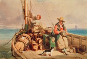 Dwie postacie na łodzi, 1843 (wc na papierze) autorstwa Auguste Delacroix