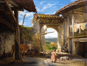 Podwórze autorstwa Auguste Flandrin