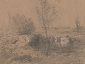 Krajobraz, ok.1853-65 (ołówek i pranie na papierze)
