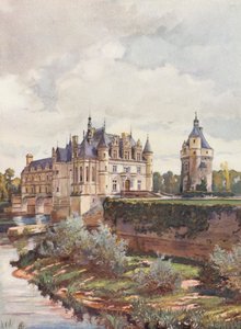 Francja: Le Chateau De Chenonceaux (kolorowa litografia)
