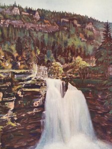 Francja: Le Saut Du Doubs (kolorowa litografia)