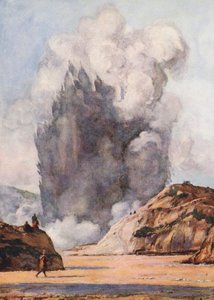 Black Geyser, Nowa Zelandia (kolorowa litografia) autorstwa Auguste Gerardin