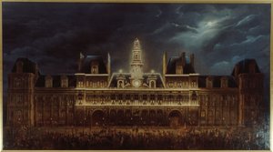Iluminacja Hôtel de Ville z okazji Dnia Króla, 1 maja autorstwa Auguste Jean Simon Roux