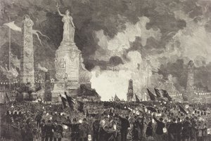 14 lipca. Iluminacja Place de la République, 1883. autorstwa Auguste Lepere