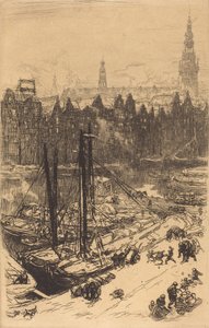 Amsterdam Widziany z hotelu Victoria Hotel Amsterdamvue de Victoria, 1901. autorstwa Auguste Lepere
