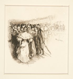 Tłum w okienku biletowym (?) autorstwa Auguste Lepere