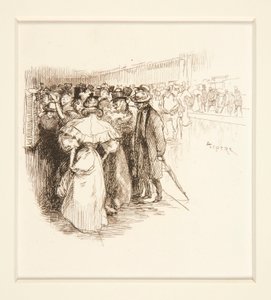 Tłum w okienku biletowym (?) autorstwa Auguste Lepere