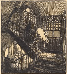 Schody domu, w którym znajdował się Chateau Rouge, opublikowane w 1901 r. autorstwa Auguste Lepere