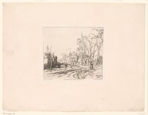 Widok na most w beginażu w Brugii Le pont du Beginage à Bruges (tytuł na obiekcie) autorstwa Auguste Lepere