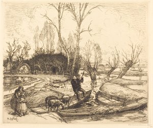 W zatopionym bagnie - Pasterz (Au marais inonde - Le berger) autorstwa Auguste Lepere