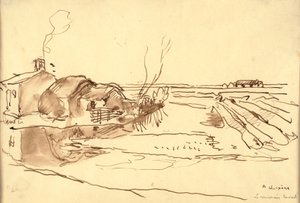Krajobraz (tusz na papierze)